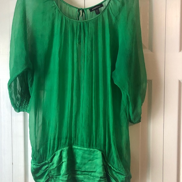 Green BEBE sheer blouse - Picture 3 of 3